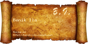 Benik Ila névjegykártya